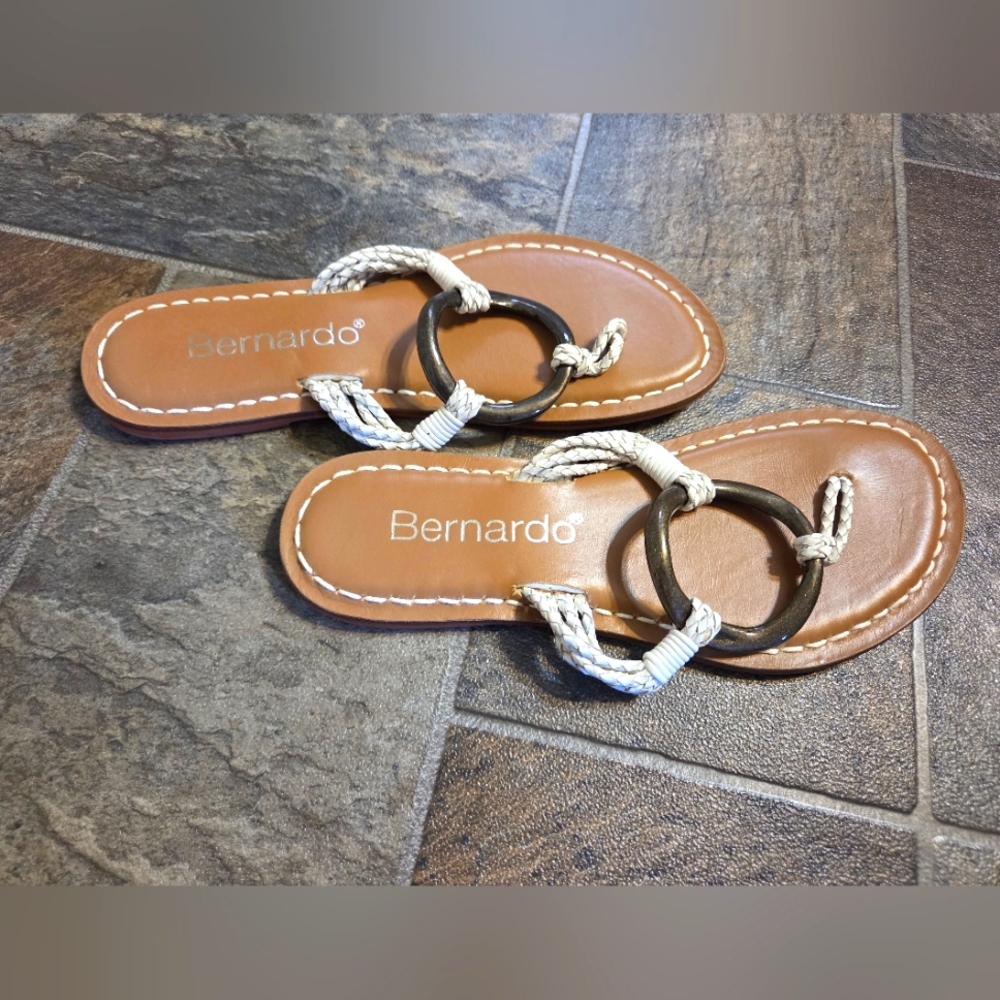 Bernardo Tan and White Sandals